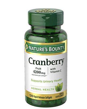 Nature’s Bounty Cranberry 4200mg with Vitamin C, Urinary Health & Immune Support