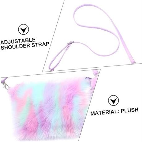 Plush Shoulder Bag Fur Purse Tie-dye Shoulder Bag Tie Dye Shoulder Bag Faux Fur