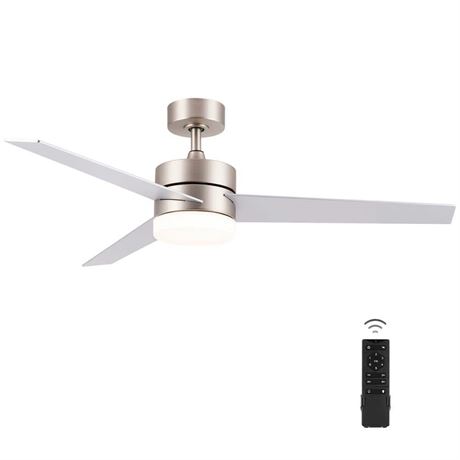 Merra 52 in. LED Indoor Nickel Smart Ceiling Fan with Light Kit and Remote Contr