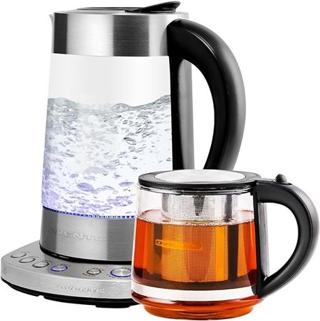 Ovente 1.7 Liter, BPA-Free Electric Glass Hot Water Kettle with Stainless-Steel