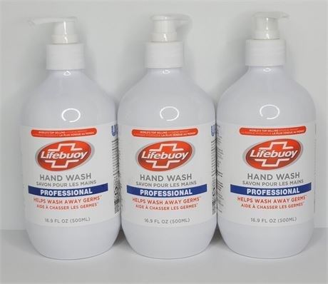 3 PACK Lifebuoy Hand Wash PROFESSIONAL Liquid Soap 16.9 fl oz Bottles 500