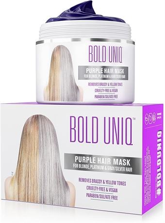 BOLD UNIQ Purple Hair Mask for Blonde, Platinum, Silver Hair - Banish Yellow Hue