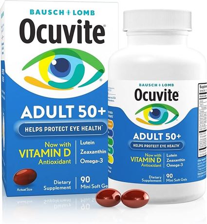 Ocuvite Eye Vitamin & Mineral Contains Zinc, Vitamins C, E, Omega 3,90 Softgels