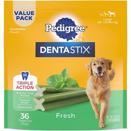 Dentastix Fresh Flavor Bones Large Dog Dental Treats, 1.87 Lbs., Count of 36