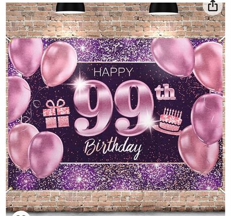 PAKBOOM Happy 99th Birthday Banner Backdrop - 99 Birthday Party Decorations Supp