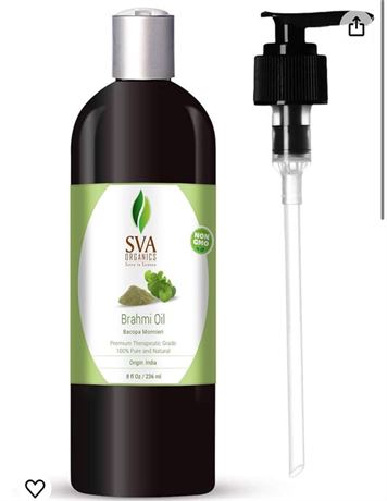 SVA ORGANICS Brahmi Oil 8 Oz with Spray Pump Pure Natural Ayurvedic Oil for Skin