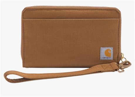 Carhartt Casual Canvas Lay Flat Clutch Wallets for Women, Brown, One Size