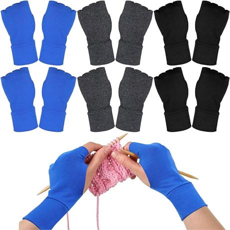 Twistover 6 Pairs Stress Relief Gloves Crochet Gloves for Pain Fingerless