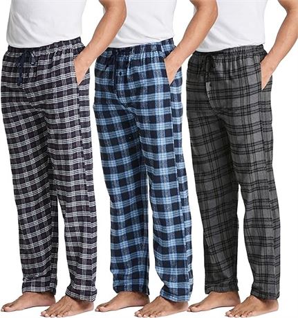 3 Pack:Men's Cotton Super Soft Flannel Plaid Pajama Pants