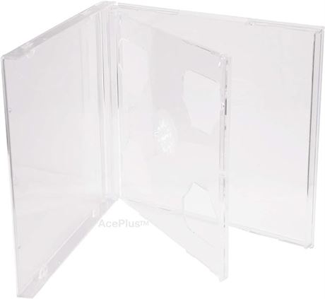 AcePlus 10 Pieces Standard Double Clear CD Jewel Case