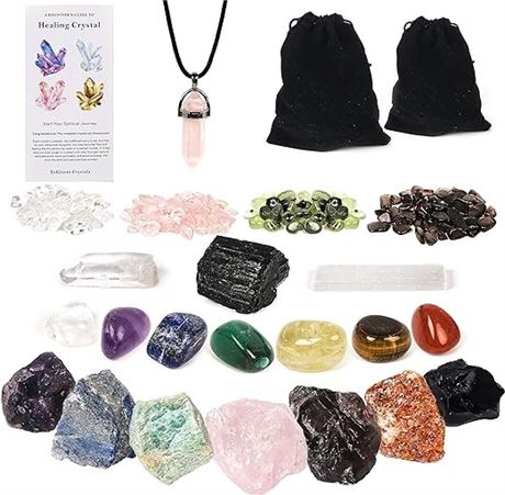 QianCannaor 23Pcs Crystals for Beginners with Guide Booklet