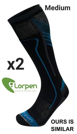 Lot of 2- Lorpen Ski Light  Tri Layer Socks, Size Medium