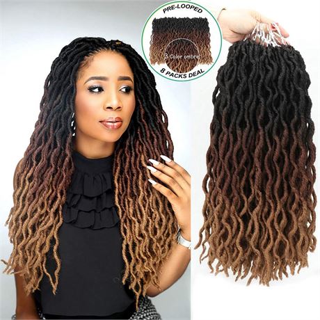 Eliza Wavy Gypsy Locs Ombre Crochet Hair Goddess 100% Kanekalon Fiber Faux Afric