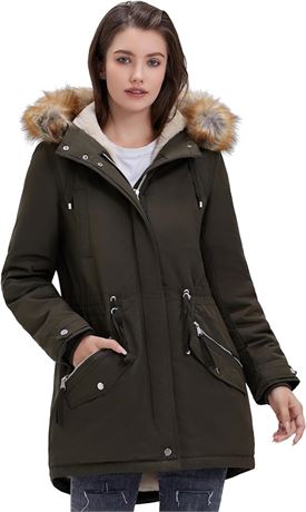 SIZE:  6 US Royal Matrix Women's Winter Coats Fleece Lined Parka...