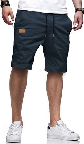 3XL - Blue - JMIERR Men's Casual Shorts - Cotton Drawstring Summer Beach Stretch