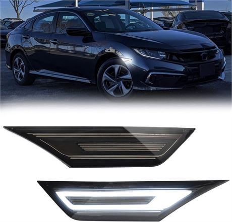R&F Auto Smoked LED Side Marker Lights Compatible with Honda Civic 2016-2021 10