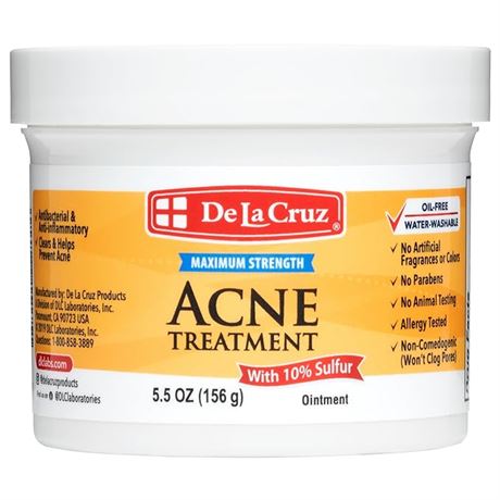 De La Cruz Sulfur Ointment - Cystic Acne Treatment for Face and Body - Daily 10