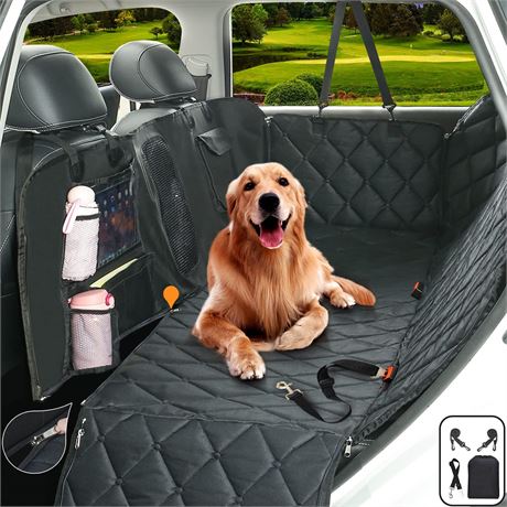 Hanjo Pets Car Dog Cover Back Seat - Car Hammock for Dogs Waterproof - Dog Car