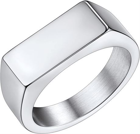 SIZE:8 Bestyle Stainless Steel Signet Ring for Men Women in Silver