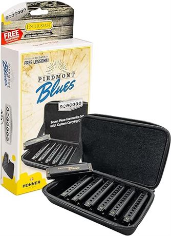 Hohner Harmonica Piedmont Blues 7 Harmonica Pack with...