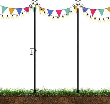 2 Pack/9FT, BENBA String Light Pole, String Light Poles for Outdoor
