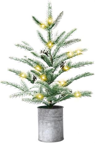 24 inch - Small Christmas Tree Prelit with 60 LEDs Mini Christmas Tree Rustic