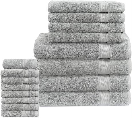 16 Piece Bath Towels Set - 100% Cotton Towels for Bathroom Set, Highly Absorbent