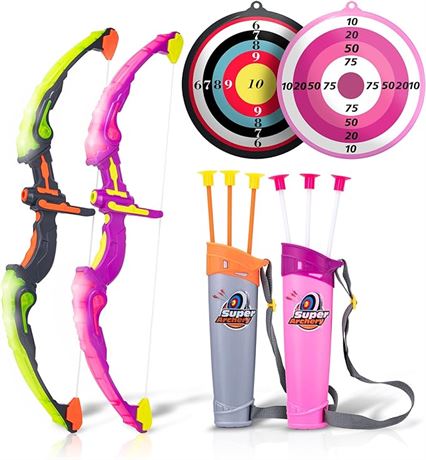 *SEE DESCRIPTION, 2 Pack Set Kids Archery Bow Arrow Toy Set with Targets