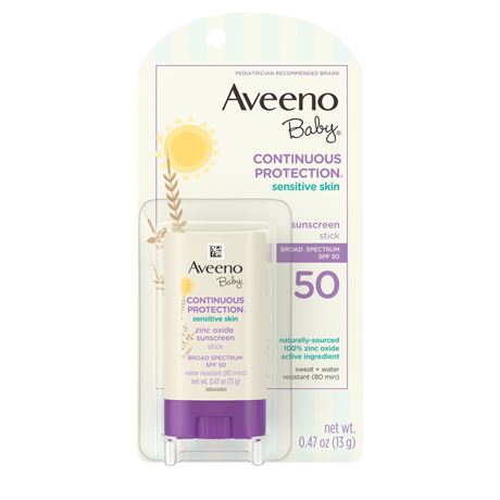 Aveeno, Baby, Zinc Oxide Sunscreen Stick, SPF 50, Fragrance-Free, 0.47 Oz