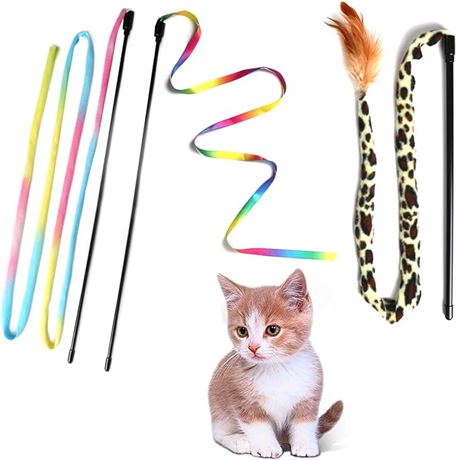 M JJYPET Cat Wand Toys, Interactive Kitten Toys for Indoor Cats,Colorful Cat Tea
