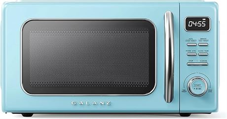 Galanz GLCMKZ11BER10 Retro Countertop Microwave Oven with Auto Cook & Reheat