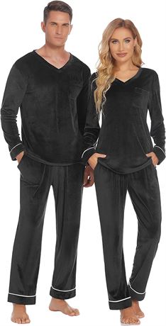 SMALL - Ekouaer Couples Matching Pajamas Velvet PJs Set for Men or Women