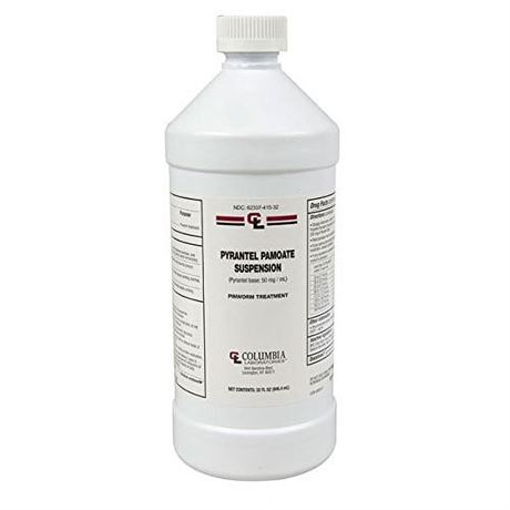 32 oz (946.4 ml) - Columbia Pyrantel Pamoate Suspension 50 Mg Womer Bottle. EXP