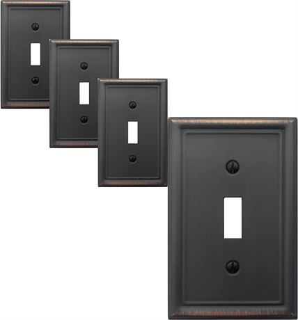 OKAWYC Single Toggle Light Switch Cover Metal Wall Plate, 4-Pack ...