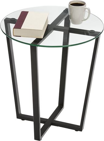 Mango Steam Round Metro Glass End Table/Side Table/for Living Room & Dining Room