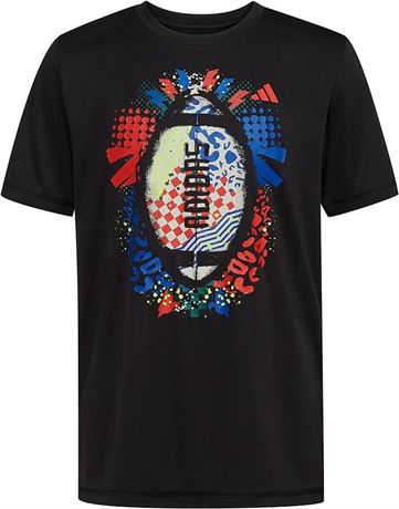 adidas Boys Moisture-Wicking Athletic T-Shirt Gradient Bos Logo Short Sleeve