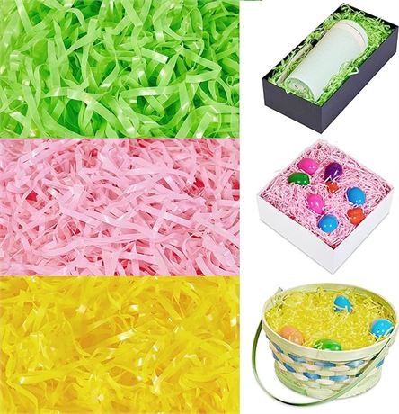 JOYIN 12 Oz Easter Plastic Fake Grass in 3 Colors (Yellow, Green, Pink)