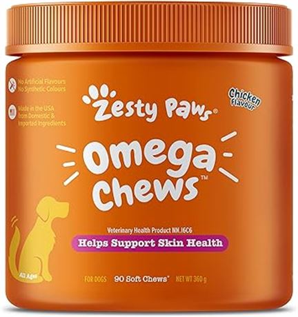 Zesty Paws Omega Soft Chews for Dogs - Helps Support...