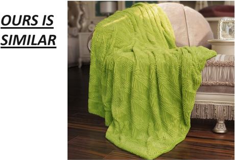 Green Herringbone Throw Blanket, 50'' x 60''