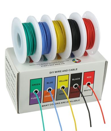 Bojack 30 Awg Flexible Silicone Wire Electric Wire Hook Up Wire Kit - Pack of 8