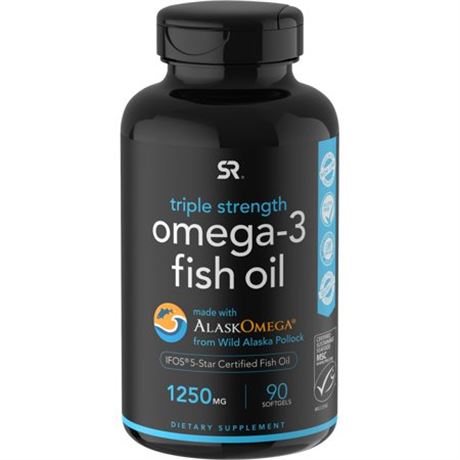 Sports Research Omega-3 Fish Oil Triple Strength 1250 Mg (90ct)