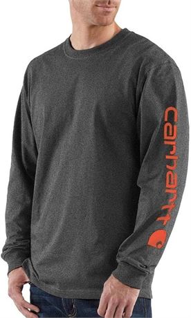 L, Carhartt Men's Loose Fit Heavyweight Long Logo Sleeve Graphic T-Shirt