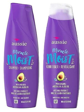 Aussie Miracle Moist Shampoo and Conditioner Set with avocado & australian jojob