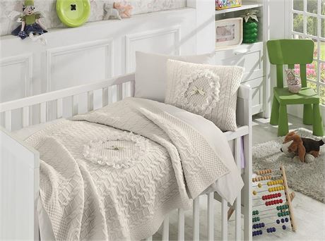 NIPPERLAND Lace Premium 6 Piece Crib Bedding Set