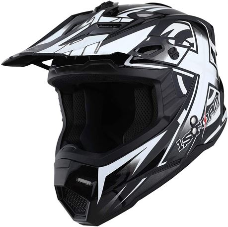 XL 1Storm Adult Motocross Helmet BMX MX ATV Dirt Bike HF801 Sonic White