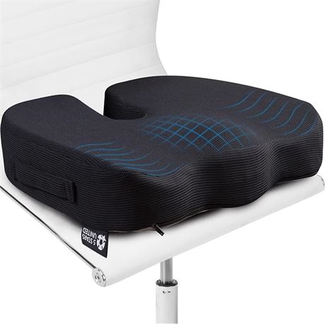 Seat Cushion Pillow for Office Chair - 100% Memory Foam Firm Coccyx Pad