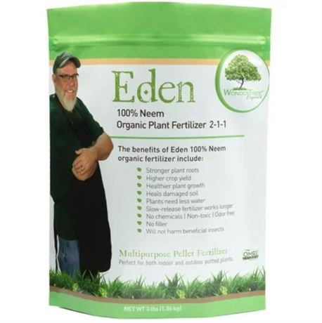 3LBS - WonderTree Organics 100% Neem Cake Plant Fertilizer 2-1-1, 4 lbs Organic