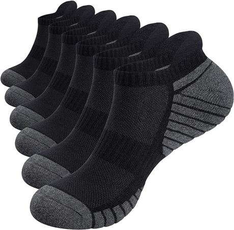 9-12, TANSTC Socks for Women Men 6 Pairs No-Show Running Socks Cushioned Ankle