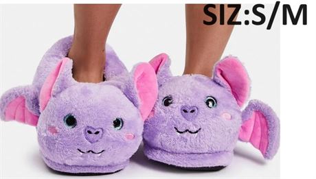 SIZE:S-M  Bat Baby Faux Fur Slippers