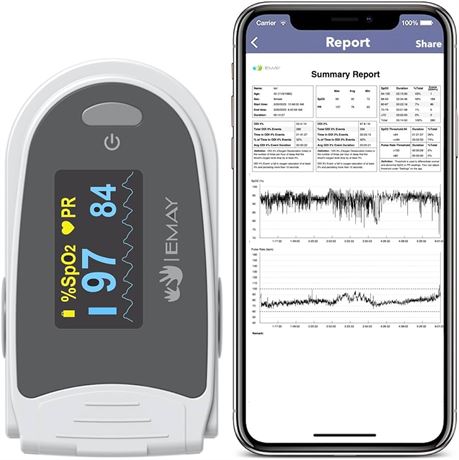 EMAY Sleep Oxygen Monitor with Built-in Recording Capability